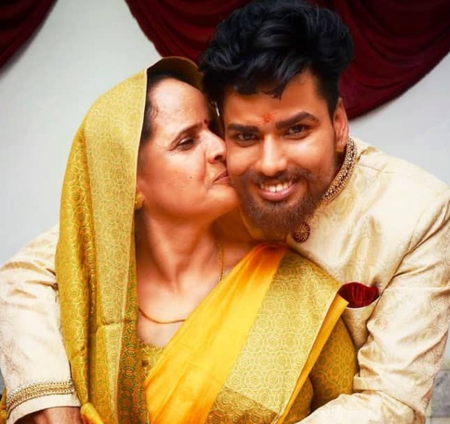 Kartikey Dwivedi with his mom