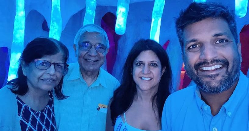 Maneesh K. Goyal with his sister and parent's 