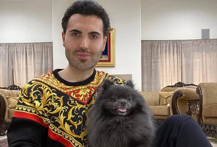 Alex Bostanian with his pet dog 