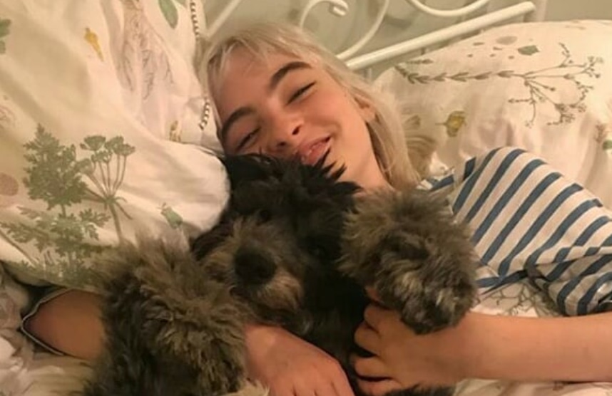 Ivy Wolk with her pet dog