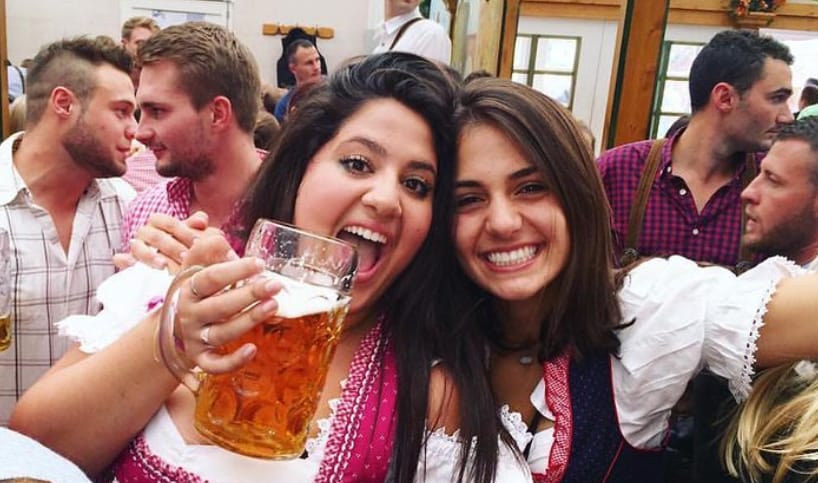 Natasha Behnam with her friend at a party in Germany