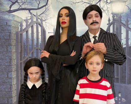 Dorit Kemsley with her ex-husband Paul Kemsley and her kids in Halloween dress