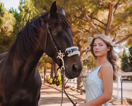 Iryna Zubkova with horse