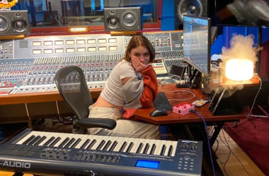 Sarah Cothran at a music studio