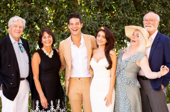 Sarah Hyland with her fiancee, parents, father-in-law and mother-in-law