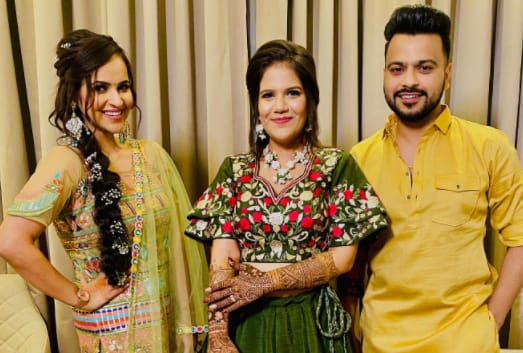 Harsh Gupta with his wife and sister-in-law