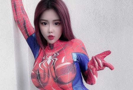 Jenna Chew in spider man costume