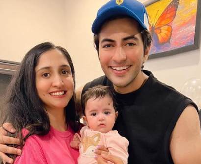 Akshay Kharodia with his wife and daughter.