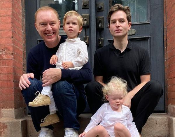 Stuart Vevers with two children and spouse 