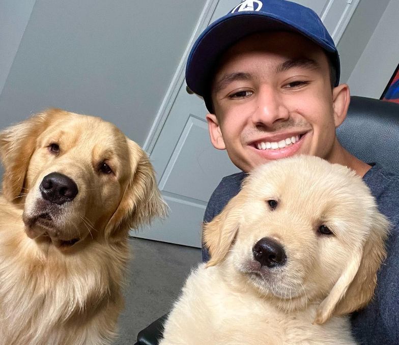 Matt Ramos with his pet dogs Thor & Koda