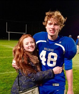 Hannah Cook with her brother.