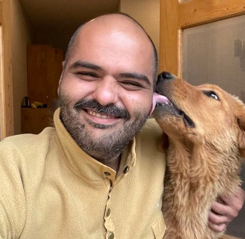 Kunal Kamra with his pet dog